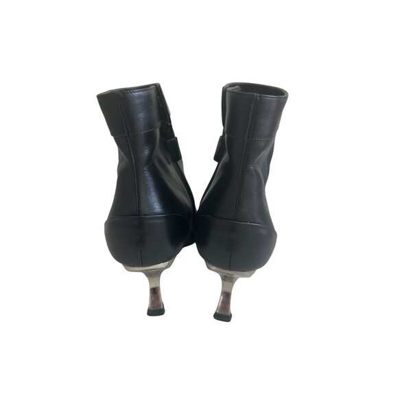 ROGER VIVIER Black Leather Zip Curved Horn Heels Boots Size 36.5  / 6.5 - Picture 2 of 16